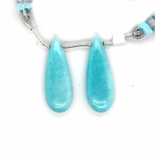 Amazonite Drops Almond Shape 35x12mm Drilled Bead Matching Pair