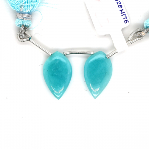 Amazonite Drops Leaf Shape 20x12mm Drilled Bead Matching Pair