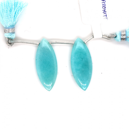 Amazonite Drops Marquise Shape 30x12mm Drilled Bead Matching Pair