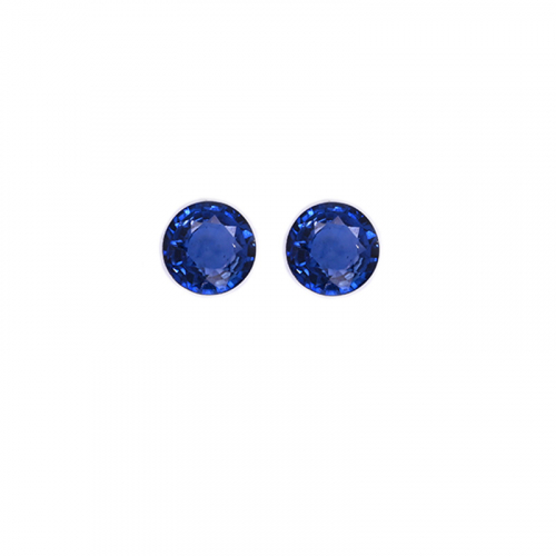Thai Blue Sapphire Round 7.0mm Matching Pair Approximately 2.64 Carat